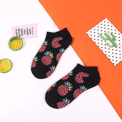 

Kawaii Women Autumn Fruit Food Socks Short Funny Cotton Men Unisex Happy Sock Slippers
