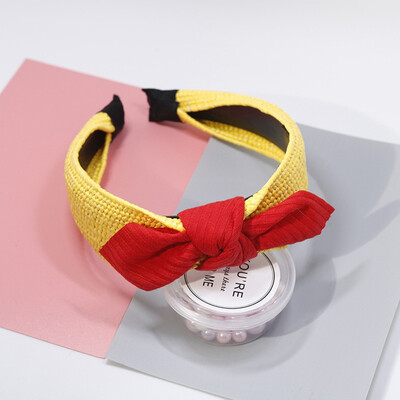 

New Fashion Vintage Bow Knot Cross Hand-Woven Imitate Raffia Holiday Headband Headwear Accessories