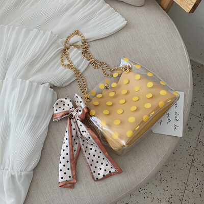 

Jelly transparent small bag Xia Tianbo fresh womens bag new 2019 chain bucket bag shoulder bag Messenger bag