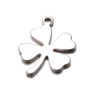 

304 Stainless Steel Charms Clover Stainless Steel Color 13x95x07mm Hole 1mm