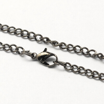 

Vintage Iron Twisted Chain Necklace Making for Pocket Watches Design with Lobster Clasps Gunmetal 315" Link 33x46x09mm