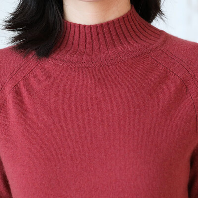 

QIANMUCHUN female half-high collar split cashmere woolen sweater 5779