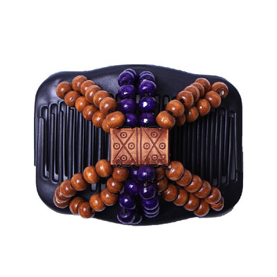 

Retro Wooden Beads Magic Hair Comb Double Row Hairpin Insert Women Hairstyle Clip