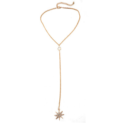 

Tocona Charm Long Gold color Crystal Star Chain Pendant Necklace for Women Metal Boho Party Choker Jewelry Gift Collares 8165