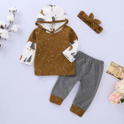 

Warm Kids Baby Boy Hoodie Sweater ShirtPants Headband Outfit Clothes Set 0-24