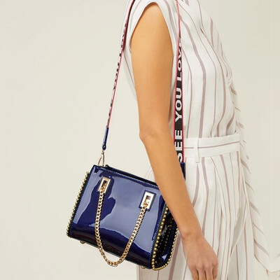 

Tailored Fashion Womens Patent Leather Sequin Handbag Bag Messenger Bag Mobile Phone Bag