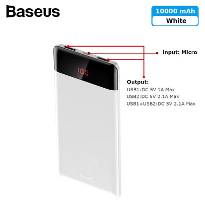 

Baseus Mini Cu digital display screen 10000mAh Power Bank for mobile phone portable thin&light powerbank with dual USB output