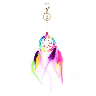 

Colorful Dream Net With feathers Wall Hanging Dreamcatcher Keychain