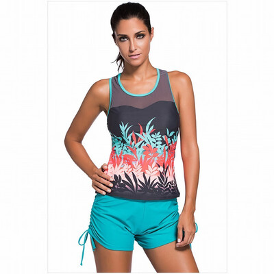 

Swimsuit beach black white corrugated round collar straight swimsuit top