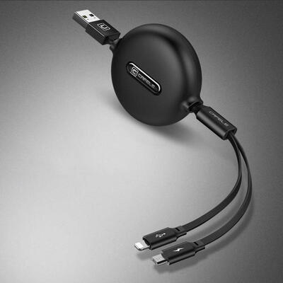 

Car Charger Cable Retractable 2-in-1 Lightning Micro USB Charging Cord