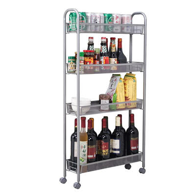 

Honeycomb Mesh Style 4 Layer Removable Storage Cart Household Silver