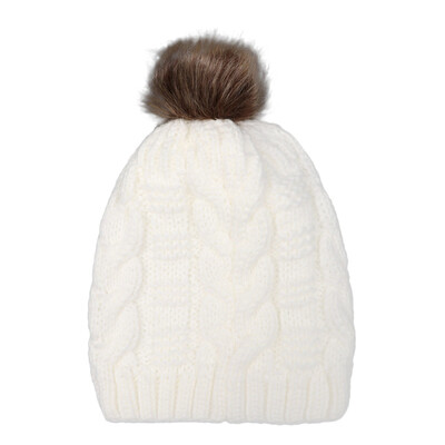 

Tailored Adult Women Keep Warm Winter Fur Ball Knitted Wool Beanie Hemming Hat Cap