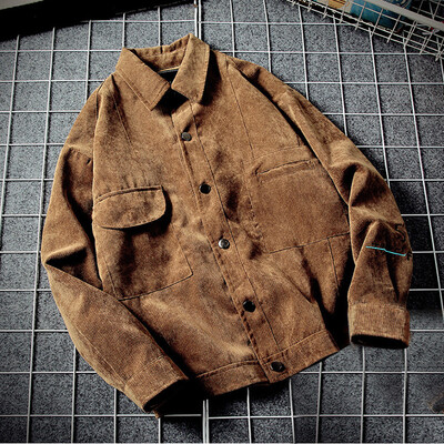 

Toponeto Mens Autumn Fashion Thicken Casual Long Sleeve Solid Tops Corduroy Casual Coat