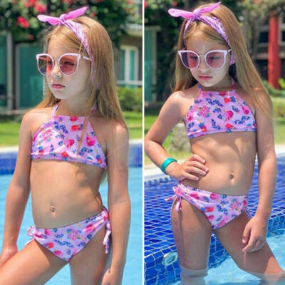 

UK Toddler Kids Baby Girls 2Pcs Swimwear Floral Bikini Swimsuit Swimming Clothes