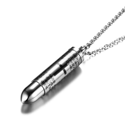 

1 Pc Titanium Steel Bullet Pendant Black Necklaces Cross Bible Verse Family Ashes Urn Container Memorial Jewelry