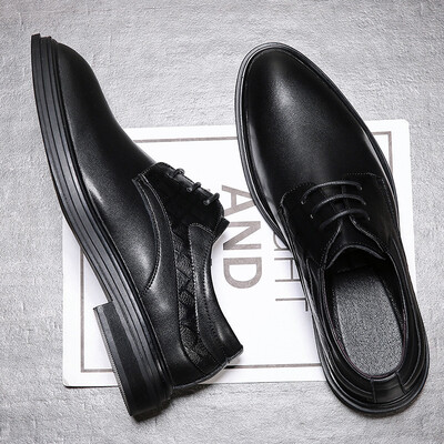 

Male Korean version of the pointed strap with platform mens shoes business dress casual shoes England soft leather black male wedding shoes 3044