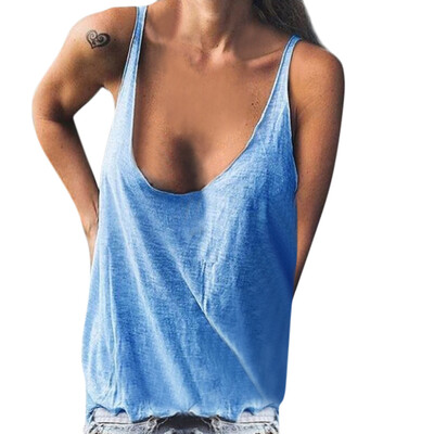 

Women Sleeveless Solid Color Tee Shirts Vest Casual Fitness Loose Tank Tops Plus