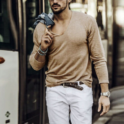 

Toponeto Mens New Style Fashion Pure Long Sleeve Top Fashion Personality Blouse Top