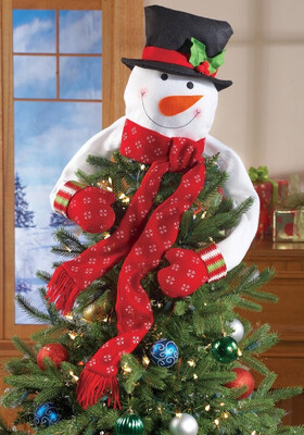 

FUNNYBUNNY Christmas Tree Topper Snowman- XmasHolidayWinter Wonderland Party Decoration Ornament Supplies