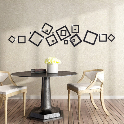 

Gobestart Creative Mirror Wall Stickers Square Mirror Paste Home Wall Decoration