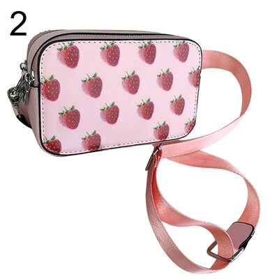 

Women Faux Leather Fruit Print Phone Holder Adjustable Crossbody Shoulder Bag