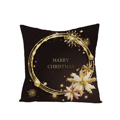 

Merry Christmas Pillow Case Glitter Linen Sofa Throw Cushion Cover Home Decor
