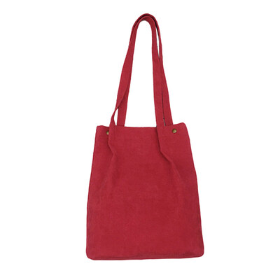 

Casual Women Solid Color Corduroy Magnet Buckle Tote Large Capacity Shoulder Bag