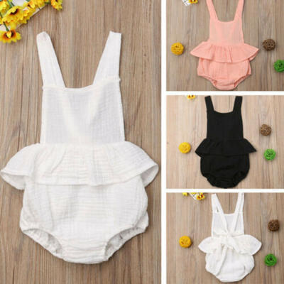 

UK Summer Newborn Baby Girl Bow-knot Sleeveless Romper Jumpsuit Playsuit Outfit