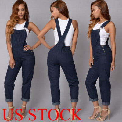 

US Women Fashion Denim Jeans BIB Pants Overalls Straps Jumpsuit Rompers Trousers