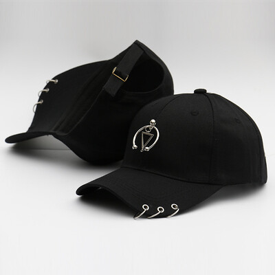 

New Cap Female Korean Chaopai Joker Student Stars with Spring&Summer Street Iron Ring Hip Hop Baseball Cap Male