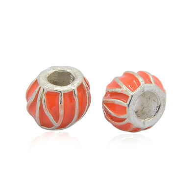 

Silver Tone Alloy Enamel European Beads Large Hole Rondelle Beads OrangeRed 10x8mm Hole 4mm