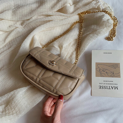 

Spring texture rhombic chain bag female 2019 new Korean version of the wild single shoulder slung fashion solid color saddle bag