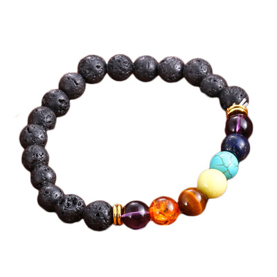 

Natural 8mm Lava Stone Healing Crystal Stretch Beaded Bracelet Bangle