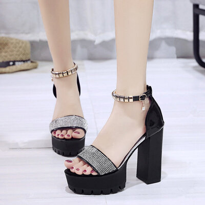 

Fashion sexy super high heels waterproof diamond princess shoes spring&summer womens sandals red thick heel