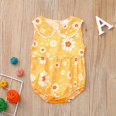 

Infant Baby Girls Sleeveless Floral Print Romper Bodysuit Sister Clothes