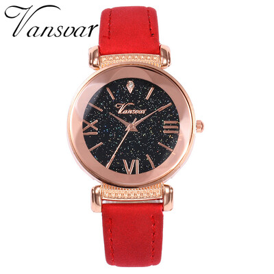 

Vansvar Hot Fashion Women Romantic Starry Sky Wrist Watch Leather Rhinestone Designer Ladies Clock Relogio Feminino 533