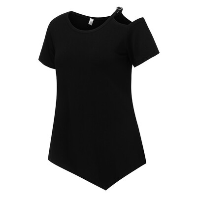 

Toponeto Fashion Women Casual Solid O-Neck Cold Shoulder Short Sleeve Tee Tops
