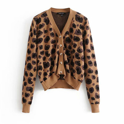 

Toponeto Women Long Sleeve Casual Leopard Printing Button Shirt Tops Coat