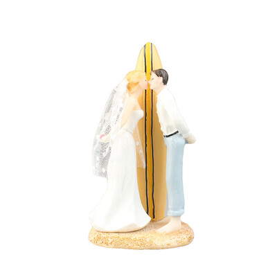 

Bride Groom Sailboard Kissing Wedding Cake Toppers Celebration Gifts Resin Doll Couple Cake Figurines