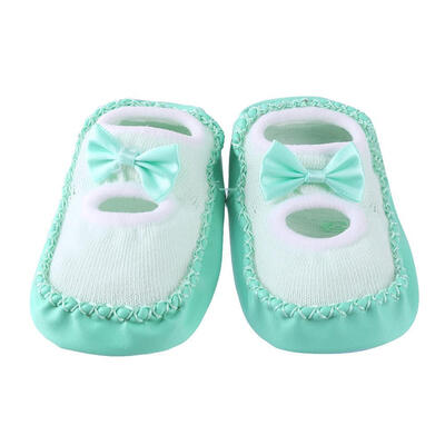 

Baby Bowknot Indoor Home Floor Leather Sole Anti-Slip Infant Shoes Socks