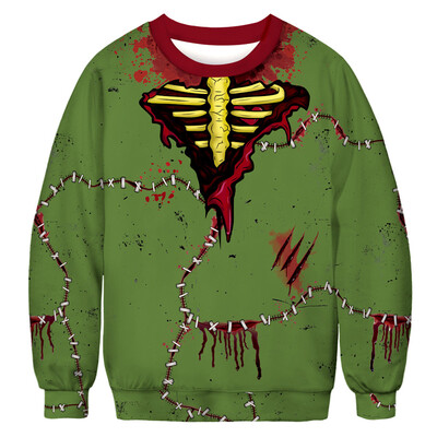 

Toponeto Mens Casual Scary Halloween 3D Print Party Long Sleeve Hoodie Top Blouse