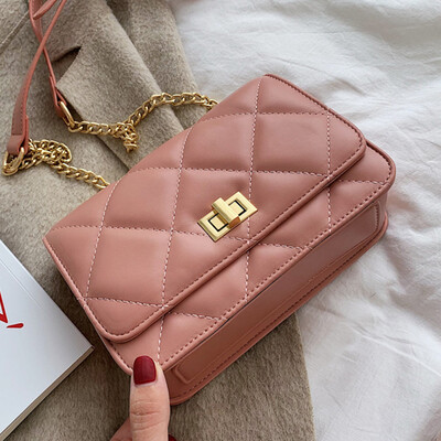 

Fashion Korean Lingge womens bag 2019 autumn new foreign style popular texture Joker Korean Messenger bag