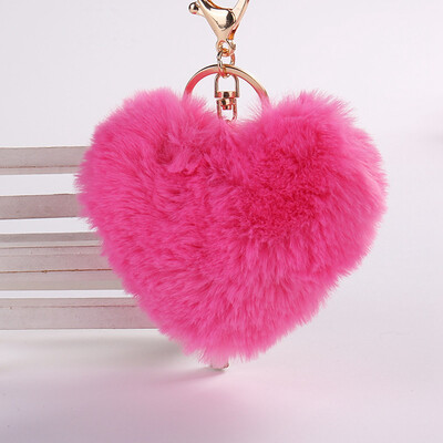 

Rainbow Plush Heart Key chain Bag Hang Plush Pendant Toy Pom Key ring