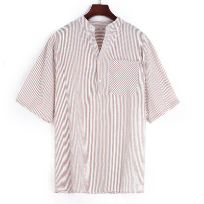 

Toponeto Fashion Mens Stripe Buttons Pocket Casual Short Sleeve Shirt Top Blouse