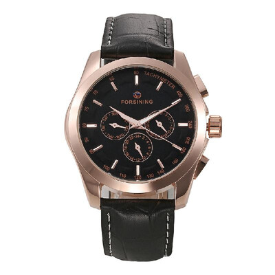 

Forsining Fashion Mens Watches Leather Band Noctilucent Mechanical Movement Waterproof Sports Business Analog Dial Wrist Watch fo