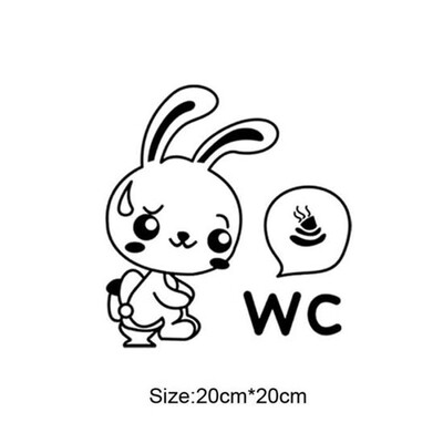 

Cartoon Rabbit Toilet Stickers Funny WC Wall Stickers For Bathroom Home Decoration