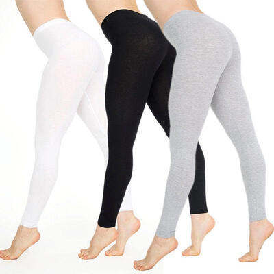 

Women Cotton White Black Solid Color Skinny Stretchy Pants Casual Yoga Leggings