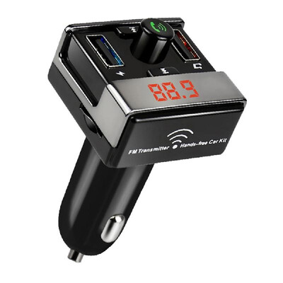 

Multifunctional Car Charger Wireless BT Handsfree Call Car MP3 Player FM Transmitter with LED Digital Display Dual USB Ports Suppo