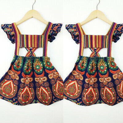 

Kids Toddler Baby Girl Boho Floral Sleeveless Princess Dress Party Sundress 1-6T
