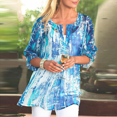 

Starmoon Womens Casual Retro Half Sleeve Shirt Print Ladies Summer Casual Blouse Tops